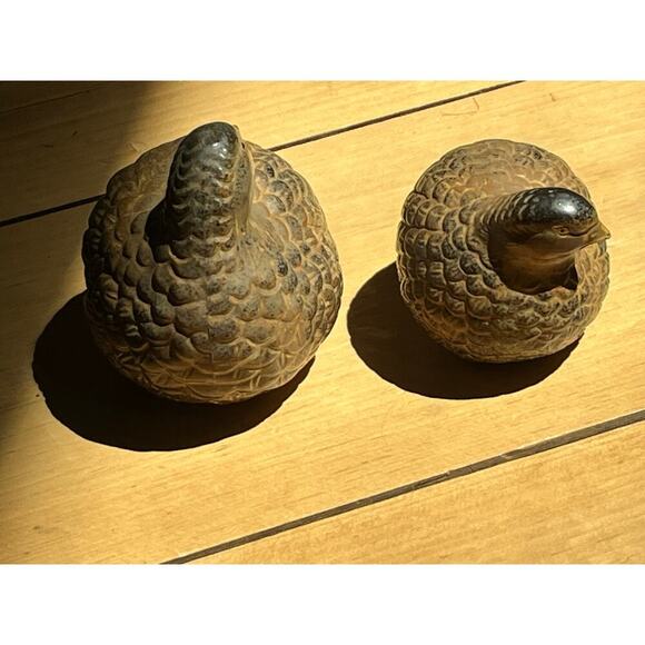 Set of 2 MCM Vintage OMC Ceramic Quail Partridge Japan. Mother and baby Decor - Picture 2 of 8
